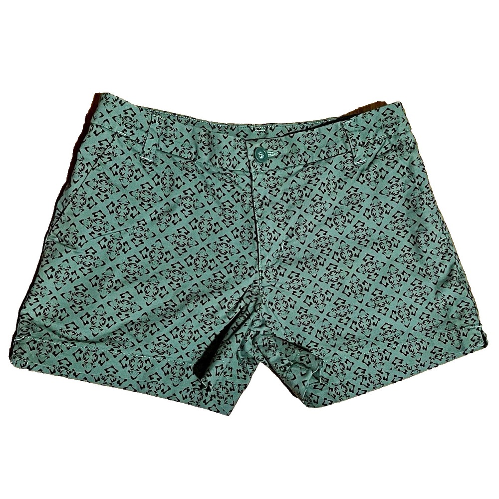Patagonia Women Size 4 Green Pattern Chino Shorts Flat Front Pockets 30” x 4”